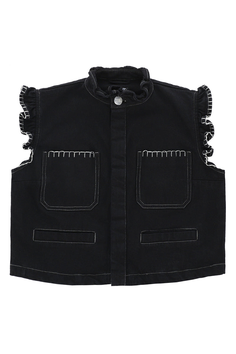 Pablo Waistcoat in Black Denim - seventy + mochi