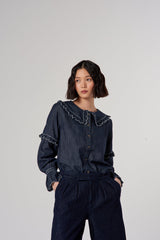 Penelope Pant in Indigo Rinse Hemp - seventy + mochi