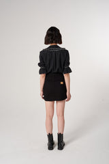 Marie Sailor Skirt in Black Denim