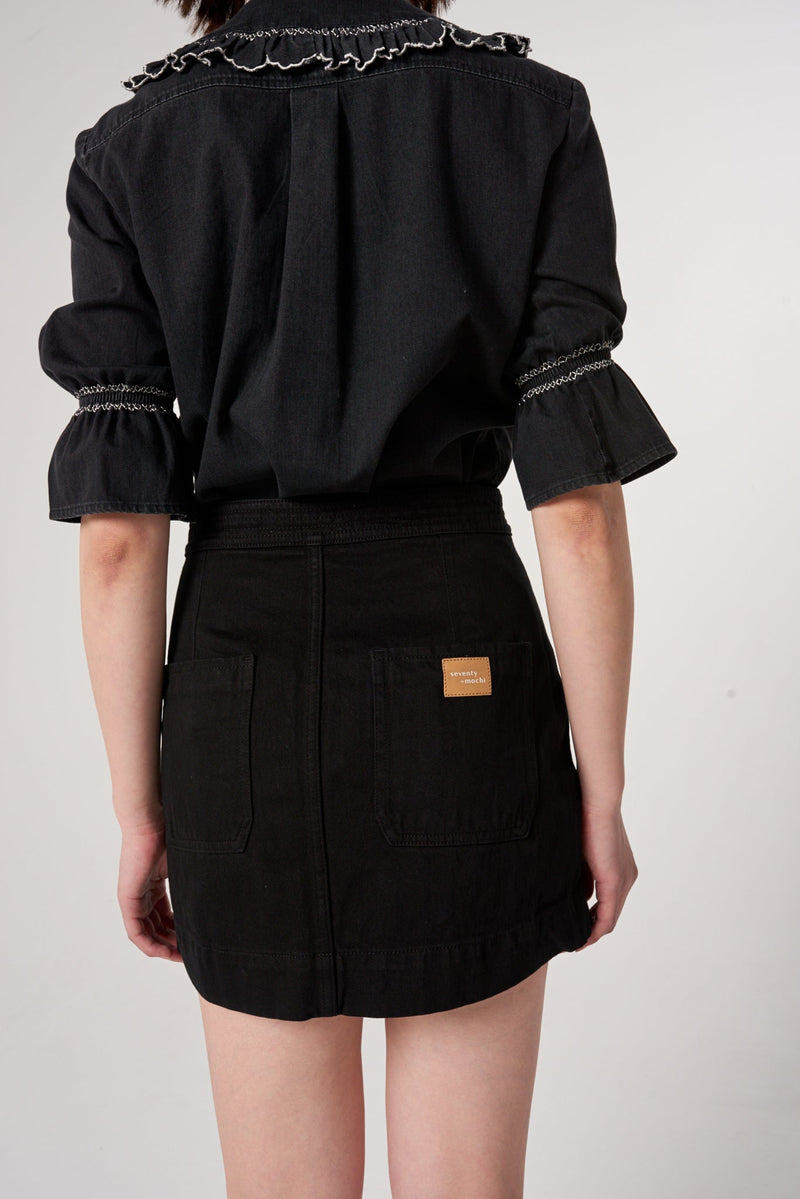 Marie Sailor Skirt in Black Denim