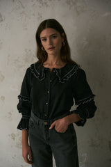 Phoebe Blouse in Washed Black - seventy + mochi
