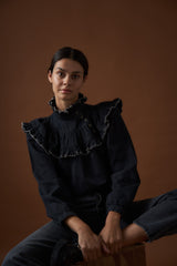 Victoria Blouse in Washed Black - seventy + mochi